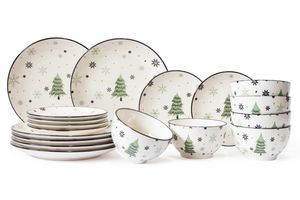 Cookinglife Weihnachtsgeschirr - Keramik - Grün 18-teilig