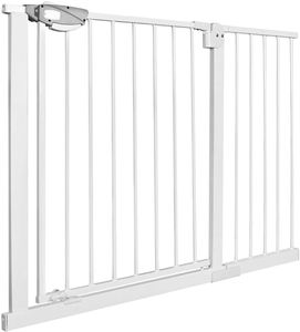 XMTECH Door Guard Schodisková brána Schodisková zábrana s automatickým zatváraním pre deti bez vŕtania, 105-115 cm, biela