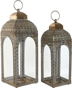 Laterne Home ESPRIT Gold Metall Kristall Araber Decapé 20 X 20 X 56 cm (2 Stücke)