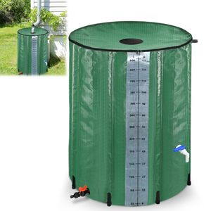 LARS360 500L Regentonne Faltbar Regenwassertonne Regenwasserfass Regenwassertank PVC Wassertank mit Ablassventil -Grün mit Messskala