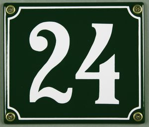 Hausnummernschild 24 grün 12x14 cm  Schild Emaille Hausnummer Haus Nummer Zahl Ziffe
