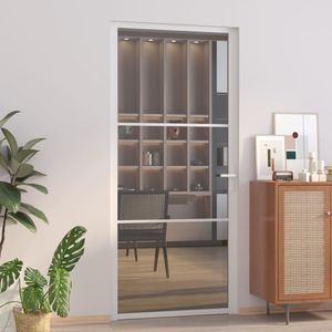 vidaXL Innentür 93x201,5 cm Weiß ESG-Glas und Aluminium