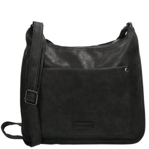 Große Damen Tasche Schultertasche Umhängetasche Crossover Bag Leder Optik Handtasche Schwarz