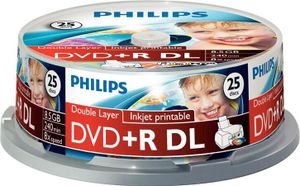 Philips DVD-Rohlinge, 240 Min, 8.5GB, bedruckbare Oberfläche, Speed 8x, Spindel (25 Disc)