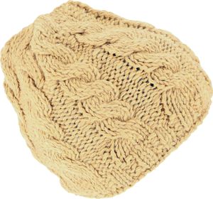 Handgestrickte Wollmütze mit Zopfmuster, Strickmütze aus Schurwollle, Wintermütze - Sandgelb, Uni, Wolle, Mützen