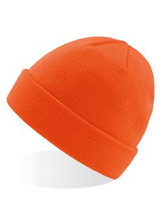 Herren Winter Beanie mit Bündchen - Farbe: Orange - Größe: One Size