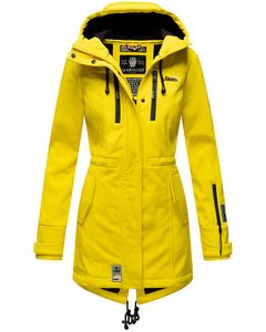 Marikoo Zimtzicke Damen Wasserdichte Softshell Jacke mit Kapuze Outdoor Regenjacke Regenmantel Gelb Gr. 34 - XS