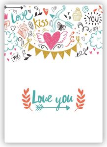 4x Romantische Liebeskarte zum Valentinstag - oder einfach mal so: Love you