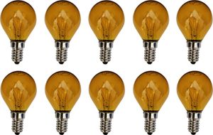 10x Glühlampe Glühbirne Kugel E14 25W 25 Watt Farbe Gelb klar