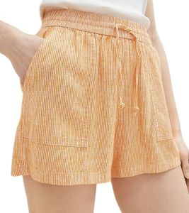 Tom Tailor Easy linen shorts 31716 mango white vertical stripe S