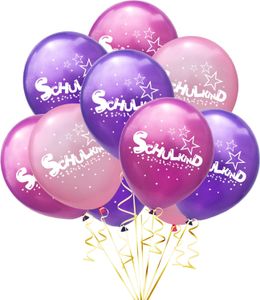 Oblique Unique 10x Luftballons Schuleinführung Einschulung Schulanfang Deko Schulkind und Stern Motive - Farbmix
