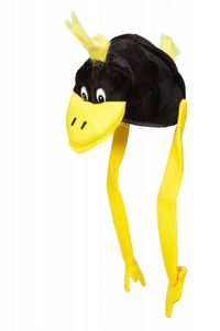 Kostüm Zubehör Mütze Hut Tier Rabe Vogel Spaß schwarz gelb Karneval Fasching