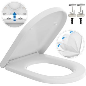 Toilettendeckel WC Sitz mit Absenkautomatik D Form Quick-Release-Funktion und Softclose Antibakteriell Klodeckel aus Duroplast abnehmbar Toilettensitz