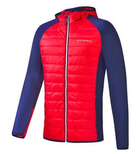 BLACK CREVICE - Herren Hybrid Sportjacke/Fleecejacke | Farbe: Blau/Rot | Größe: XL