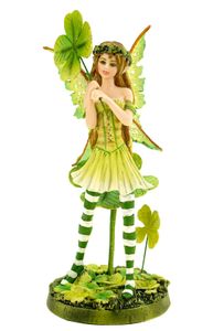 Vogler Fee Glücksfee Fortuna mit 4 blättrigen Kleeblatt 19 cm Figur Fantasy Fairy Elfe