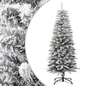 vidaXL Künstlicher Weihnachtsbaum Beschneit Schlank 120 cm PVC&PE