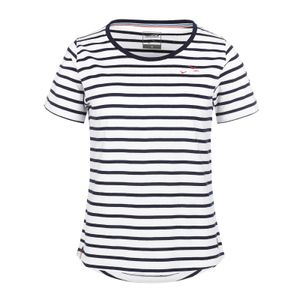 modAS Damen T-Shirt im bretonischen Streifen-Design - Gestreiftes Kurzarm-Shirt aus Baumwolle in Weiß-Blau Größe 40