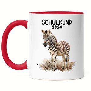 Schulkind 2024 Zebra Tasse Rot 1. Schultag 2024 Einschulung Schulanfang Schuleinführung