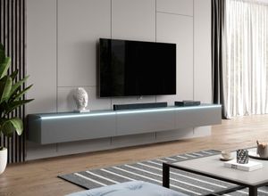 Furnix TV-Kommode BARGO 300 cm TV-Schrank mit LED-Beleuchtung Anthrazit