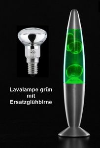 GKA Lavalampe grün mit Ersatzglühbirne Lava Lampe Magmaleuchte Tischlampe Leuchte Tischleuchte Glühbirne Ersatz