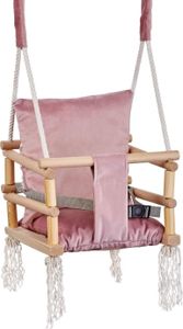 Love Gifts® Babyschaukel aus Holz hochwertig und geeignet als indoor Schaukel, montierbar an der Decke sowie im Türrahmen, Prestige-Pink,  EU
