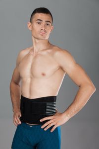 LOREY - Rückenbandage, Rückenstütze, Rückengurt mit 4 integrierten Flachfedern; Größe: XXXL