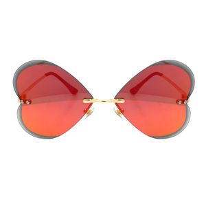 Luxus Festivalbrille Herzbrille Oversize Rot Orange Verspiegelt Herz form Festival Sonnenbrille Facettenschliff Luxxada