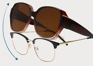 GKA A Polarisierte Überzieh Sonnenbrille für Brillenträger braun Fit Over Übersonnenbrille Überziehbrille Überbrille Damen und Herren UV-Schutz