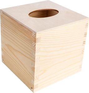 Creative Deco Quadratische Kosmetiktücher-Box aus Kiefern-Holz | 13,3 x 13,3 x 13,3 cm | Ideale Taschentuch-Box für Taschentücher
