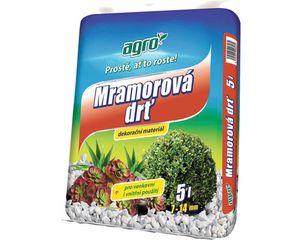 Kamenná drť mramorová Agro 7–14 mm bílá balení 5 l