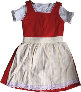 3-tlg Kinder Dirndl Mädchendirndl dirndlbluse dirndlschürze kleid Rot, Größe:170