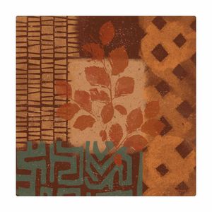 Kork-Teppich - Herbstliches Ethnomuster Blattwerk - Quadrat, Größe HxB:40cm x 40cm, Material:Kork