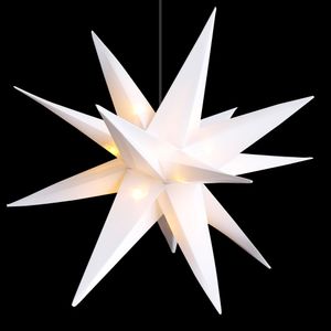 LED Weihnachtsstern 3D warm weiß - 25 cm - Leuchtstern mit Timer für Außen - Weihnachten Advent Winter Deko zum Hängen