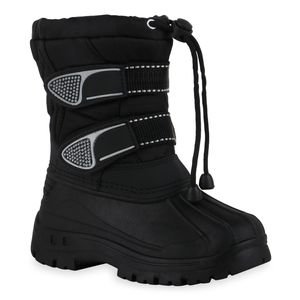 Mytrendshoe Kinder Warm Gefütterte Winter Boots Bequeme Stiefel Schuhe 836183, Farbe: Schwarz, Größe: 34