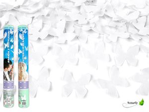 1 Stück Konfettikanone 60cm, Farbe/Motive:Weiße Schmetterlinge