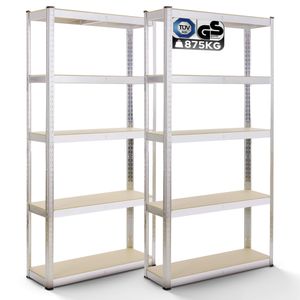 AREBOS 2x regał do dużych obciążeń 180x90x40, nośność 875 kg, 5 paneli MDF, regały magazynowe, regały piwniczne, regały bezśrubowe, systemy przechowywania i regały