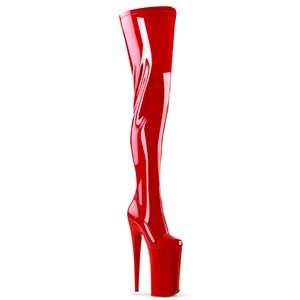 BEYOND-4000 sexy Pleaser Damen High-Heels Crotch Overkneeiefel rot Stretchlack