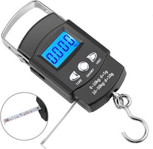 Waga bagażowa, waga przenośna, waga elektroniczna, waga hakowa 50 kg, wyświetlacz LCD, odpowiednia do podróży na zewnątrz, wędkowania i w domu