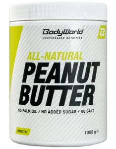 BodyWorld Peanut Butter 1000 g glatt / Peanut / Erdnussbutter / 100% natürliche Erdnusscreme aus erstklassigen Erdnüssen