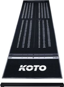 KOTO - Oche Carpet Checkout Dartmatte Grau 285 x 80 cm + Oche Inkl. Score Indikator, rutschfeste Teppich Dartmatte