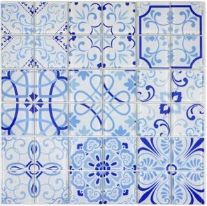Retro Vintage Mosaikfliese Transluzent blau Glasmosaik Crystal MALTA MOS68-Retro-M