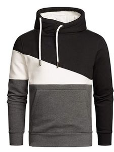 Herrem Hoodies Verdicken Plüschflecks Sweatshirts Unifarben Komfortabel, Farbe: Schwarzes dunkelgraues Weiß, Größe: L
