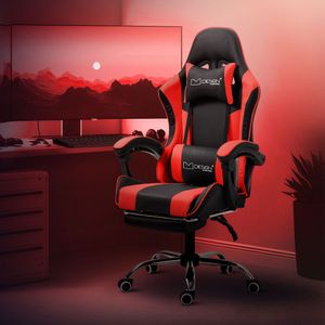 Herní židle ML-Design s područkami, černá/červená, zPolyuretankůže, ergonomická