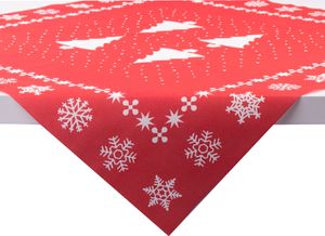 Sovie HOME Weihnachtstischdecke White Tree in Rot aus Linclass® Airlaid 80 x 80 cm, 1 Stück