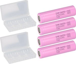 4x Samsung INR 18650-30Q Akkus 3,7V Li-Ion 3000 mAh 15A + 2x Akkubox