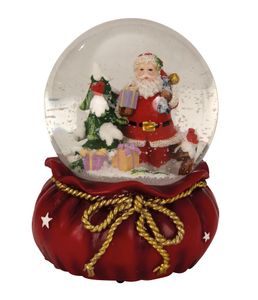 Schneekugel Spieluhr  Ø 11 cm x 15 cm Weihnachtsmann Spieldose