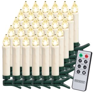 Monzana LED Weihnachtsbaumkerzen Warmweiß/Bunt 20/30er Set Batterie Kabellos Timer Dimmbar Fernbedienung Christbaumkerzen Tannenbaumkerzen, Anzahl/Farbe:30er / warm weiß