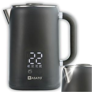 Elektrischer Wasserkocher 1,7L 1500W mit Display 5-Stufen-Regulierung Fast HOT Grau