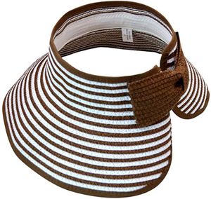 INF Slaměný klobouk proti slunci (jedna velikost) Hnědo/bíle pruhovaný