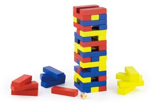 Viga Toys geschicklichkeitsspiel Jenga Stapelturm Holz 48-teilig, Farbe:Multicolor